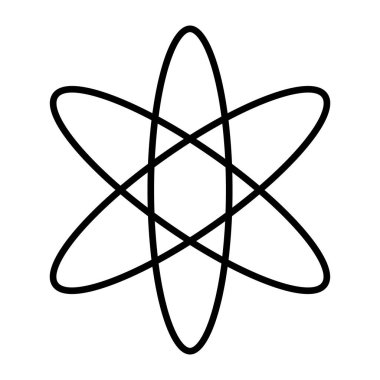 Atom simgesi. Molekül ya da atom sembolü. Vektör illüstrasyonu beyaz arkaplanda izole edildi.