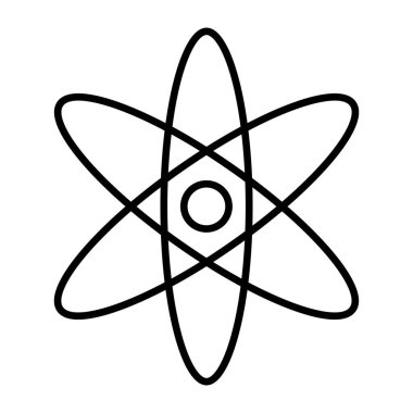 Atom simgesi. Molekül ya da atom sembolü. Vektör illüstrasyonu beyaz arkaplanda izole edildi.