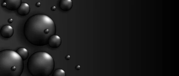 Абстрактное Черное Жидкое Сферическое Футуристическое Знамя Современный Фон Шаблоном Сфер — стоковый вектор