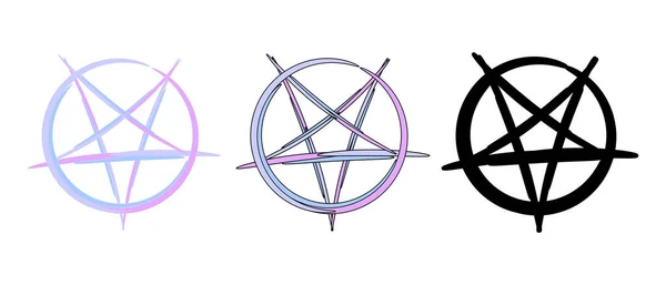 Pentagram Fırça Darbesi Gotik Baskı Tasarımı Çizgi Roman Çizimi Korku — Stok Vektör