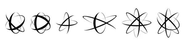 Atom Ikoner Inställda Moderna Abstrakta Vetenskapliga Symboler Vektor Illustration Isolerad — Stock vektor