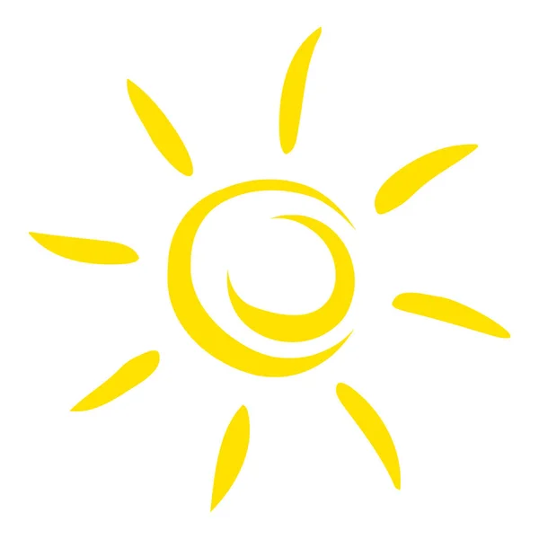 Icona Del Sole Illustrazione Vettore Sole Giallo Isolato Sfondo Bianco — Vettoriale Stock