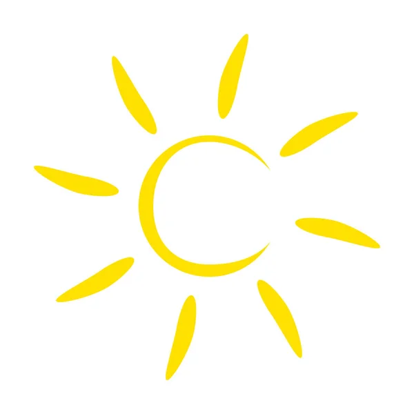 Icona Del Sole Illustrazione Vettore Sole Giallo Isolato Sfondo Bianco — Vettoriale Stock
