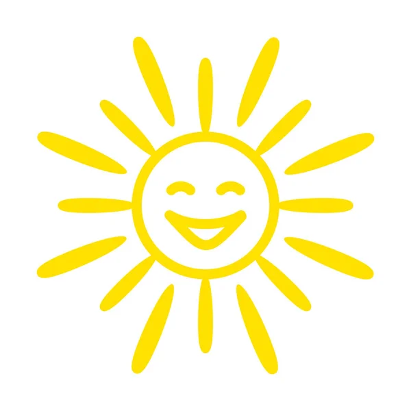 Icono Del Sol Ilustración Del Vector Solar Amarillo Aislado Sobre — Archivo Imágenes Vectoriales