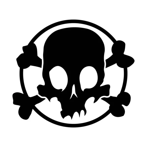 Ikona Czarnej Czaszki Komicznym Stylu Odcisk Koszulki Horror Lub Halloween — Wektor stockowy
