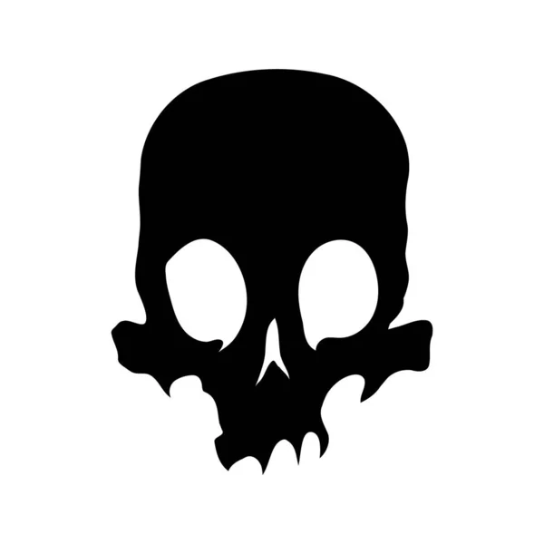 黒い頭蓋骨のアイコンのイラスト 漫画風 ホラーやハロウィン用のTシャツのプリント 白地に孤立した手描きイラスト ベクトルEps — ストックベクタ