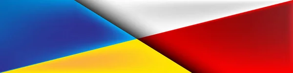 Ukrainska Flaggan Och Polska Flaggan Horisontell Banner Flaggor För Design — Stock vektor