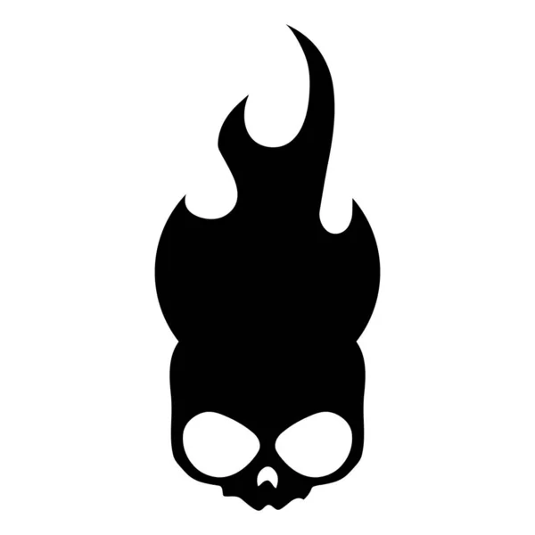 燃烧的骷髅着火了骷髅图标说明 哥特式的印刷品设计 漫画风格 恐怖或万圣节的标签 在白色背景上孤立的手绘插图 病媒Eps — 图库矢量图片