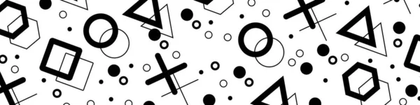 Hipster Μοτίβο Μαύρες Γεωμετρικές Μορφές Ρετρό Μοτίβο Λευκό Φόντο Διάνυσμα — Διανυσματικό Αρχείο