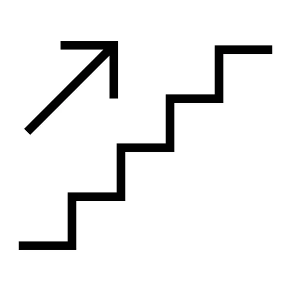 Escaleras Hasta Icono Escaleras Con Flecha Hacia Arriba Icono Negro — Vector de stock