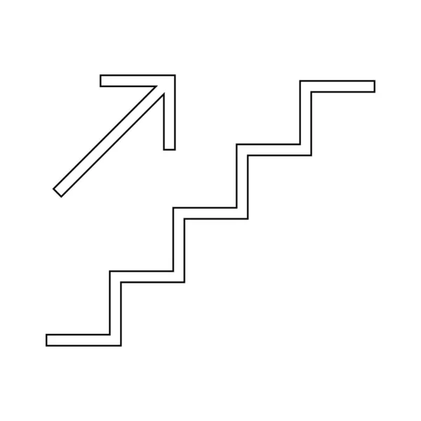 上楼去图标 楼梯与向上箭头黑色图标 在白色背景上孤立的病媒 — 图库矢量图片