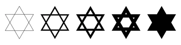 Icône Étoile David Signe Judaïsme Six Étoiles Pointues Vecteur Isolé — Image vectorielle