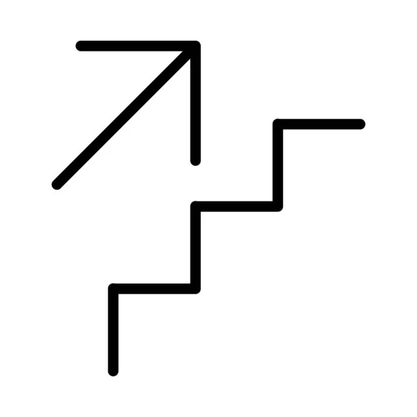 上楼去图标 楼梯与向上箭头黑色图标 在白色背景上孤立的病媒 — 图库矢量图片