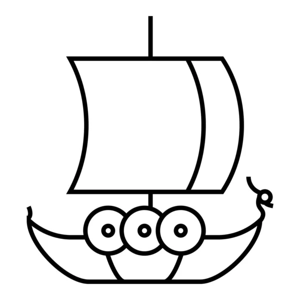 Иконка Корабля Викингов Знак Драккара Вектор Изолирован Белом Фоне — стоковый вектор