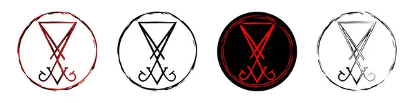 Sigil Lucifer Icono Etiqueta Engomada Camiseta Impresión Diseño Ilustración Estilo — Vector de stock