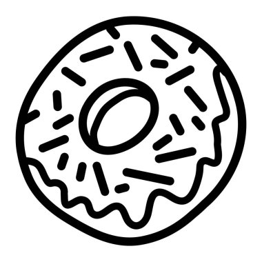 Donut çizgisi simgesi. Tasarım için nefis yemek çizimi. Beyaz arkaplanda izole edilmiş vektör.