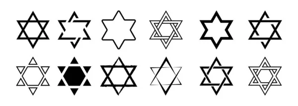 Αστέρι Του Δαβίδ Εικονίδιο Σημάδι Ιουδαϊσμού Έξι Αστεράκια Διάνυσμα Απομονωμένο — Διανυσματικό Αρχείο