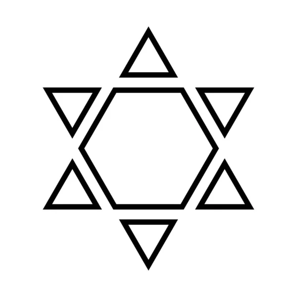 Ікона Давида Знак Юдаїзму Шестикутна Зірка Вектор Ізольований Білому Фоні — стоковий вектор