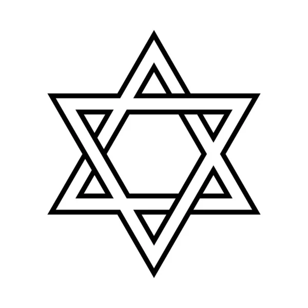 Icône Étoile David Signe Judaïsme Six Étoiles Pointues Vecteur Isolé — Image vectorielle