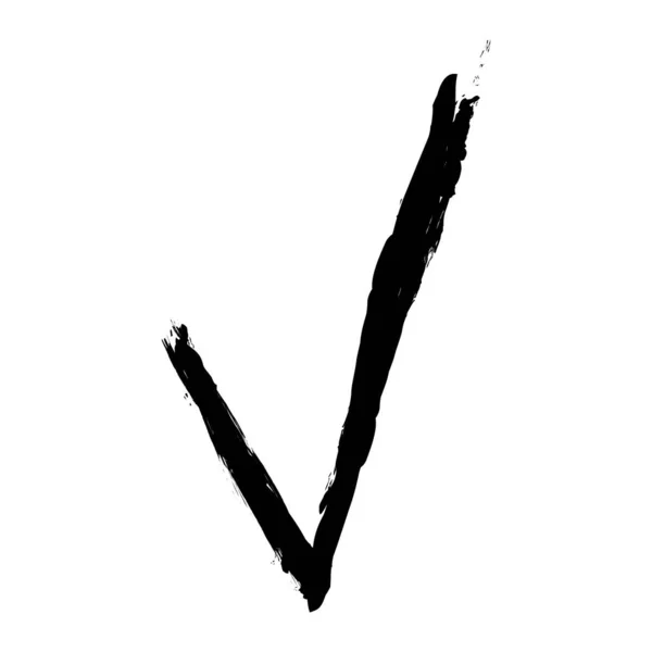 Black Grunge Check Mark Vector Isolated White Background — Stock Vector