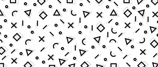 Хіпстерський Візерунок Чорно Білими Геометричними Формами Ретро Роки Візерунковий Фон — стоковий вектор