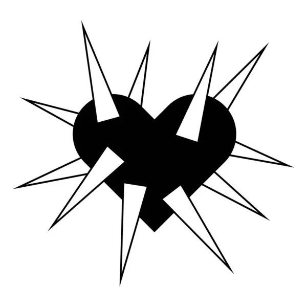 Spikey Black Heart Illustration Goth Heart Halloween Design Vector Isolated — Stock Vector