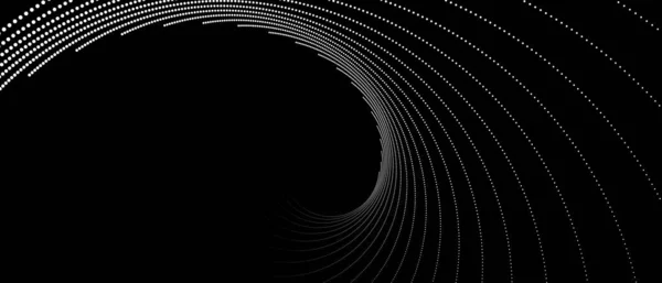 Fond Noir Abstrait Avec Motif Pois Blancs Tourbillonnants Fond Géométrique — Image vectorielle