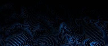 Siyah arkaplanda modern soyut mavi dalga çizgileri. Vektör EPS 10