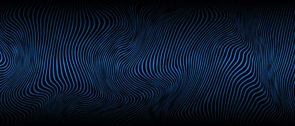 黑色背景上现代抽象的蓝色波纹 病媒Eps — 图库矢量图片