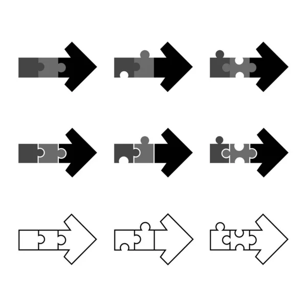 Flèche Puzzle Puzzle Empilé Crée Une Icône Flèche Pour Design — Image vectorielle