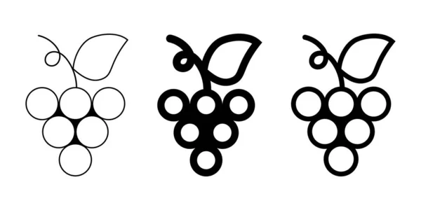 Значок Лінії Винограду Чорна Лінія Винограду Дизайну Вектор Ізольовано Білому — стоковий вектор