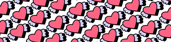 Słodkie Serca Skrzydłami Tle Symbol Miłości Troski Szczęścia Dekoracje Walentynki — Wektor stockowy