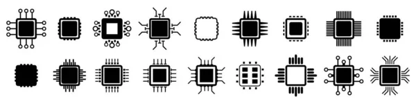 Conjunto Iconos Chip Pictogramas Chips Modernos Símbolos Moda Para Aplicaciones — Vector de stock