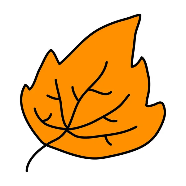 Autumn Leaf Cartoon Flat Style Vector Illustration Isolated White Background — Stock Vector