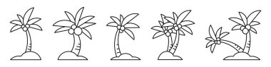 Çizgi film palmiye ağaçları. Palmiye ağaçları çizgisi ikonu. Vektör illüstrasyonu beyaz arkaplanda izole edildi.