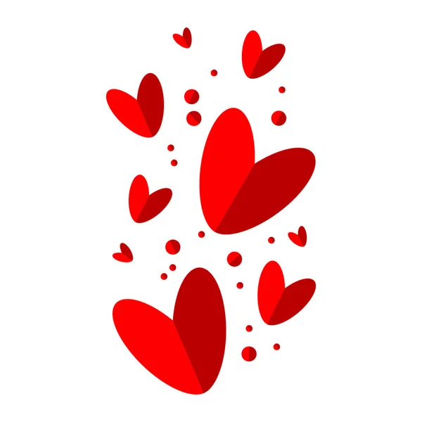 Şirin Uçan Kalpler Kırmızı Uçan Kalpler Tasarım Için Çizim Sevgililer — Stok Vektör