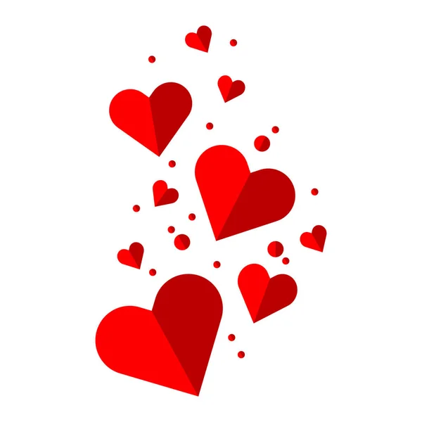 Şirin Uçan Kalpler Kırmızı Uçan Kalpler Tasarım Için Çizim Sevgililer — Stok Vektör