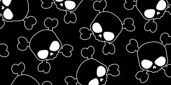 Cartoon Skulls Crossbones Pattern Halloween Cover Vector Illustration Background — Stockvektor