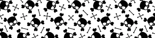 Cartoon Skulls Crossbones Pattern Halloween Cover Vector Illustration Background — Stock vektor