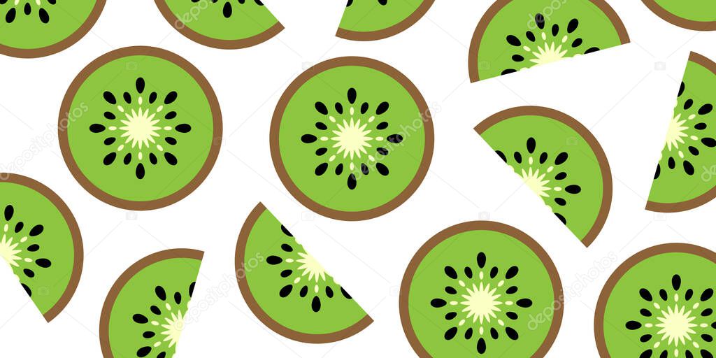 Kiwi fruit backdrop. Kiwi pattern illustration for design. Healthy lifestyle and healthy nutrition. Delicious background. Vector EPS 10