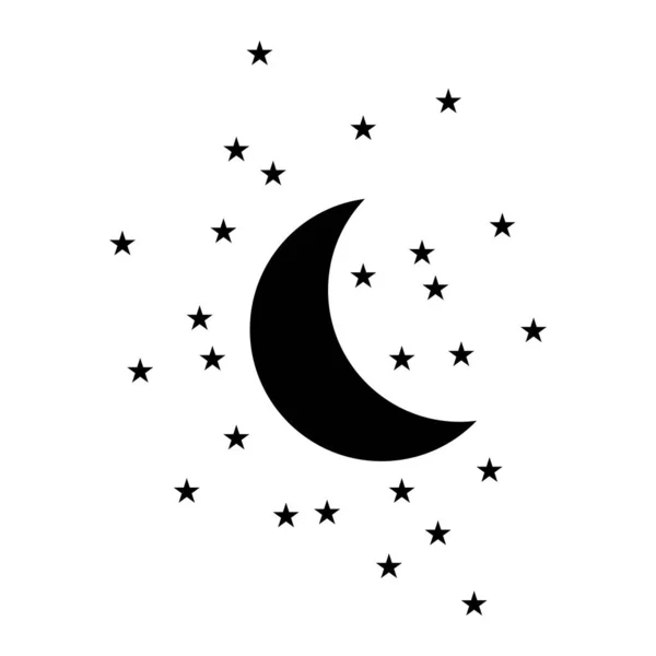 Kouzelný Měsíc Ikona Hvězd Grafické Prvky Pro Astrologii Boho Čarodějnice — Stockový vektor