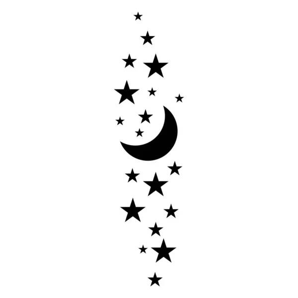 Icono Luna Mágica Estrellas Elementos Gráficos Para Astrología Bruja Boho — Vector de stock