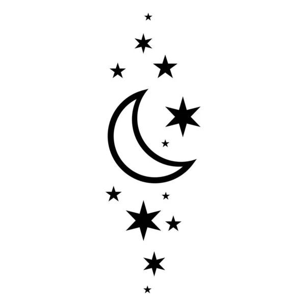 Значок Волшебной Луны Звезд Графические Элементы Астрологии Ведьма Бохо Волшебный — стоковый вектор