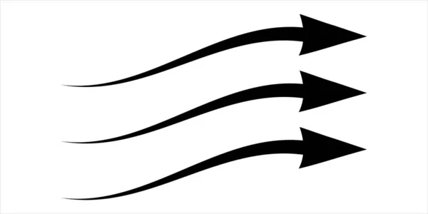 表示气流的黑色箭头 白色背景下隔离的设计和应用程序的矢量图标 — 图库矢量图片