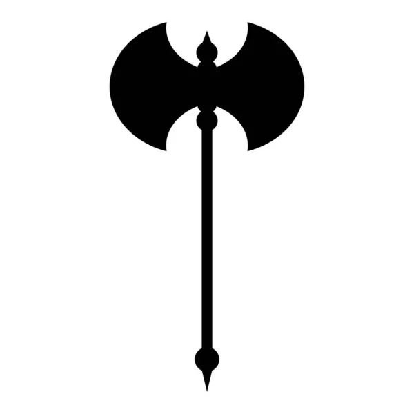中世の斧アイコン 中世の武器ブラックシルエット 白を基調としたベクトルイラスト — ストックベクタ