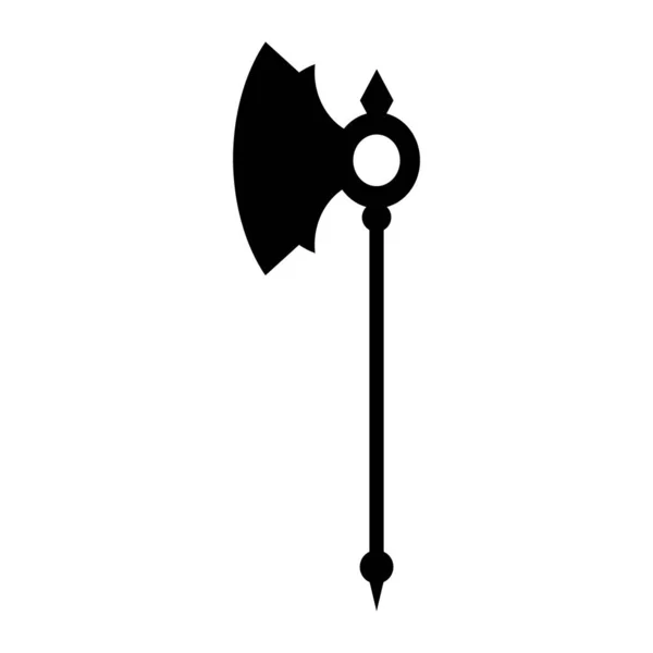 中世纪的斧头图标 中世纪武器黑色轮廓 在白色背景上孤立的向量图 — 图库矢量图片