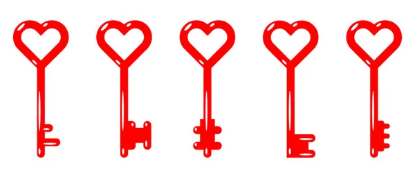 Sevgililer Günü Için Kalp Şeklinde Anahtarlar Vektör Illüstrasyonu Beyaz Arkaplanda — Stok Vektör