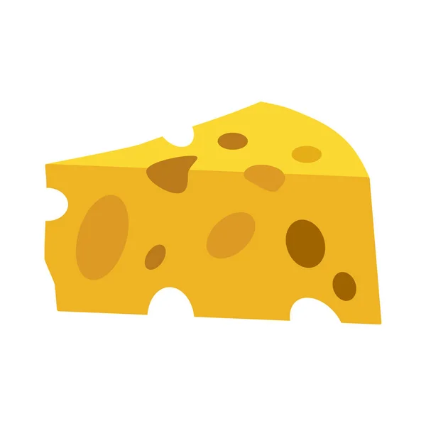フラットスタイルのスイスチーズイラスト 穴のあるチーズの三角形の部分 デザイン 食品アプリやウェブサイトのためのチーズアイコン ベクトルEps — ストックベクタ