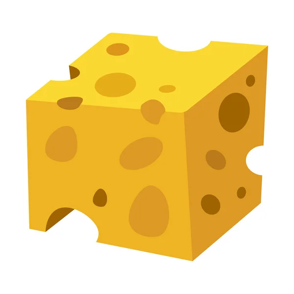 Düz Stil Sviçre Peyniri Çizimi Kare Dilim Peynirli Delikli Tasarım — Stok Vektör