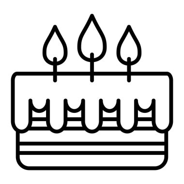 Pasta çizgisi simgesi. Tasarım için nefis yemek çizimi. Beyaz arkaplanda izole edilmiş vektör.